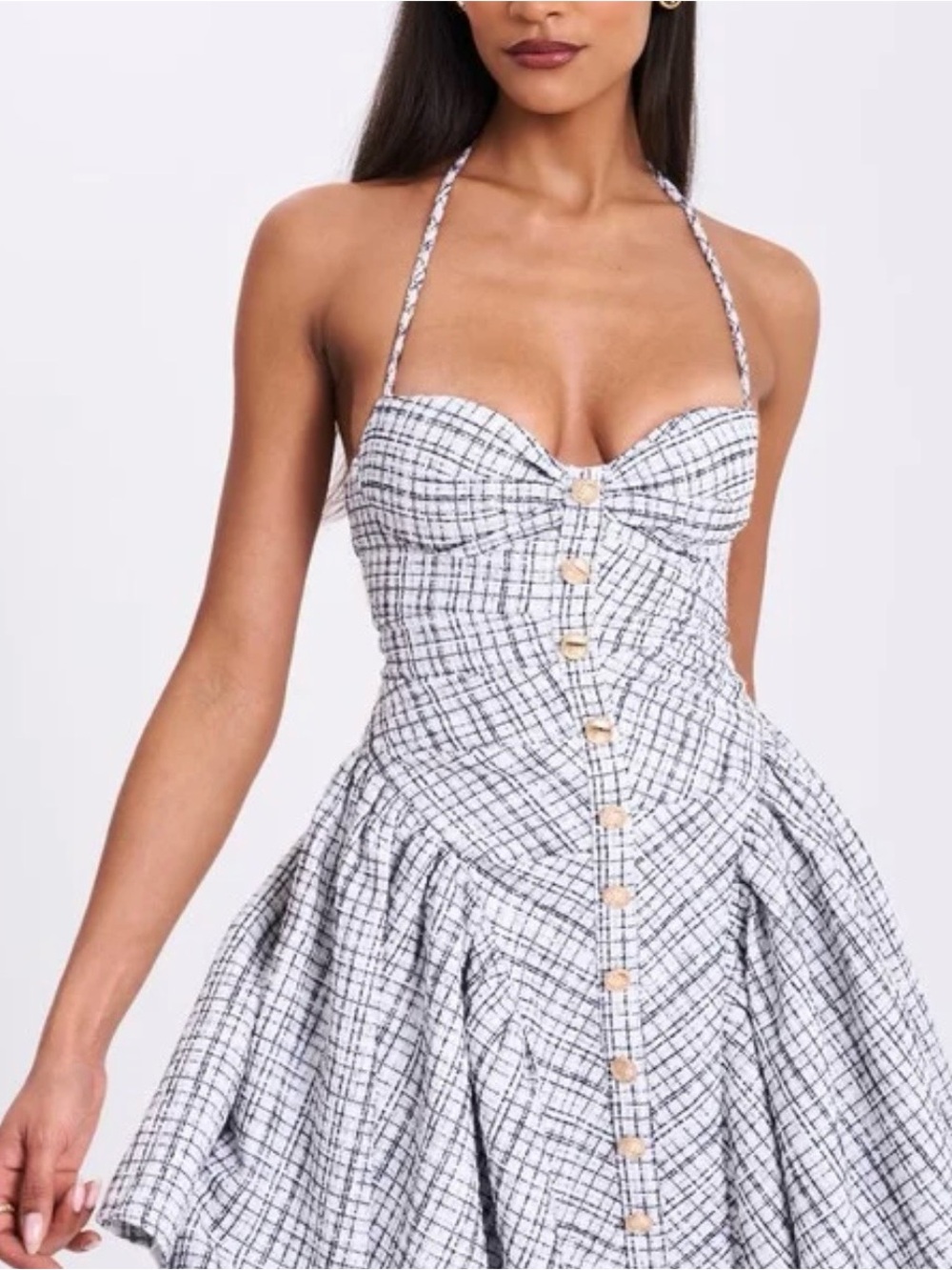 Miss Circle Tweed halter dress